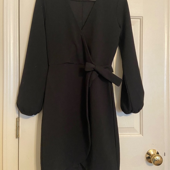 Madewell Black Wrap Dress - Picture 2 of 3